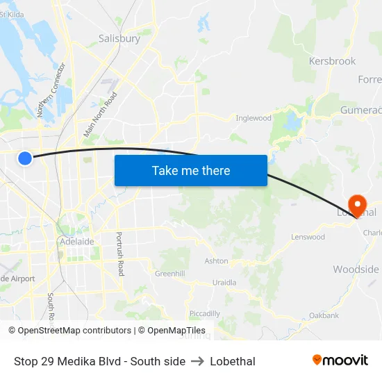 Stop 29 Medika Blvd - South side to Lobethal map