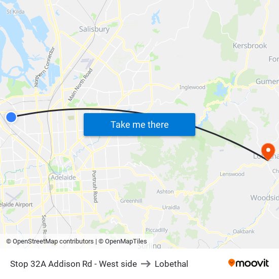 Stop 32A Addison Rd - West side to Lobethal map