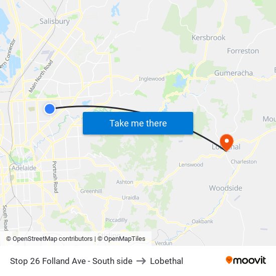 Stop 26 Folland Ave - South side to Lobethal map