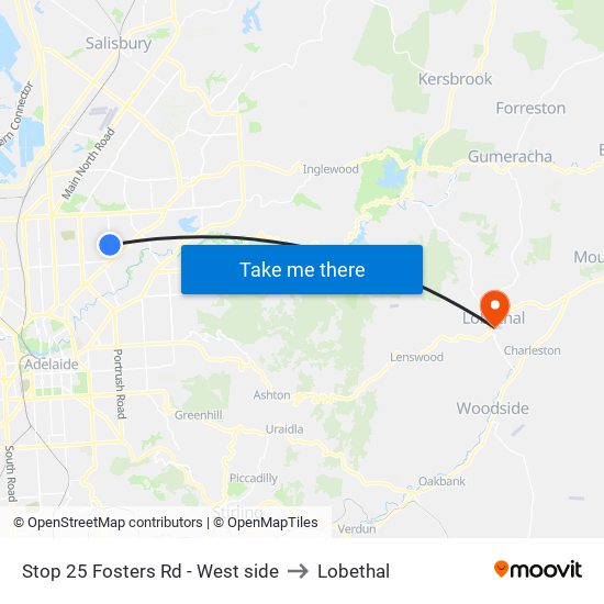 Stop 25 Fosters Rd - West side to Lobethal map