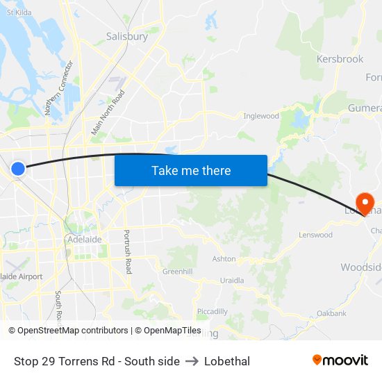 Stop 29 Torrens Rd - South side to Lobethal map