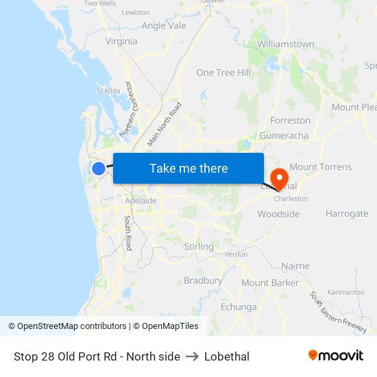 Stop 28 Old Port Rd - North side to Lobethal map