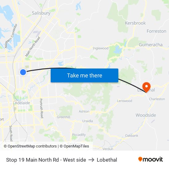 Stop 19 Main North Rd - West side to Lobethal map