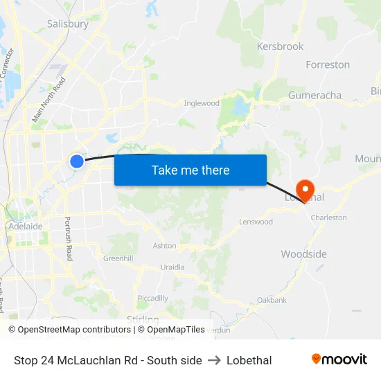Stop 24 McLauchlan Rd - South side to Lobethal map