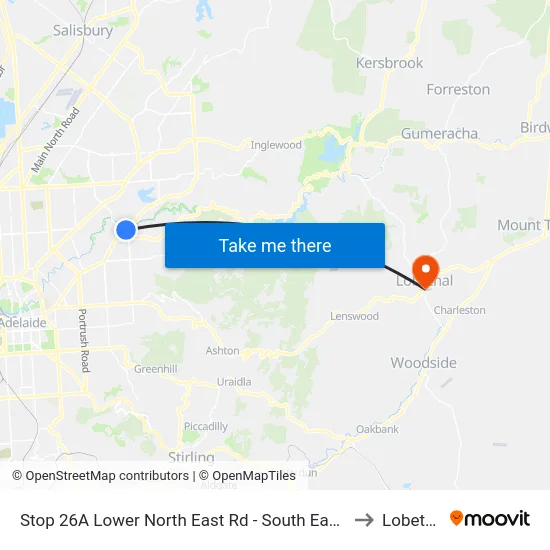 Stop 26A Lower North East Rd - South East side to Lobethal map