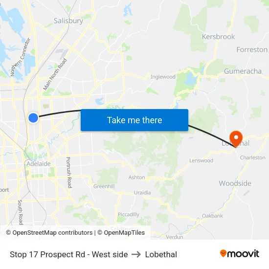 Stop 17 Prospect Rd - West side to Lobethal map