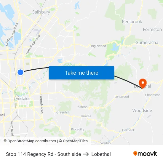Stop 114 Regency Rd - South side to Lobethal map