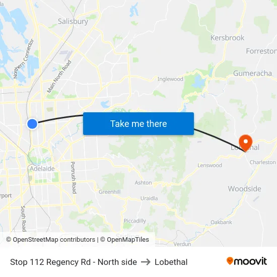 Stop 112 Regency Rd - North side to Lobethal map