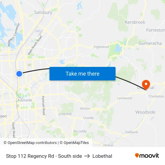 Stop 112 Regency Rd - South side to Lobethal map