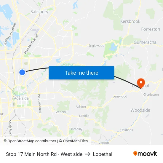 Stop 17 Main North Rd - West side to Lobethal map