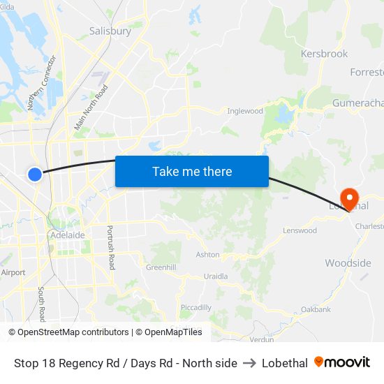 Stop 18 Regency Rd / Days Rd - North side to Lobethal map