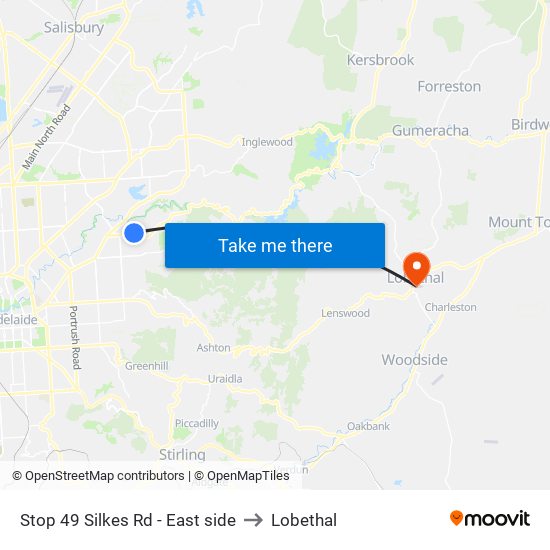 Stop 49 Silkes Rd - East side to Lobethal map