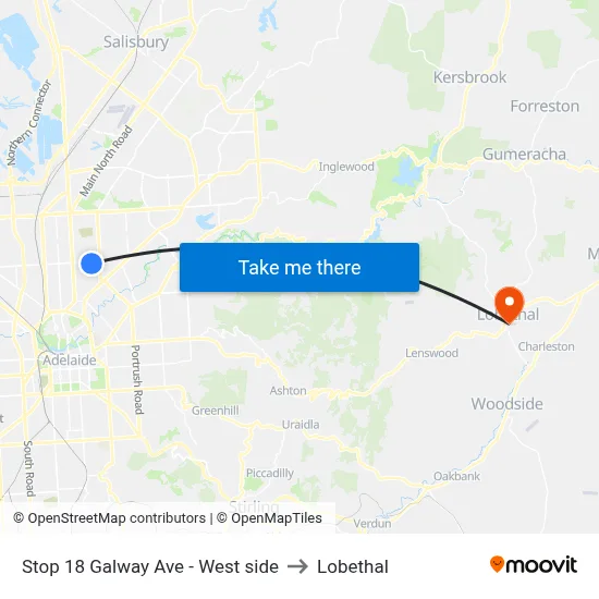 Stop 18 Galway Ave - West side to Lobethal map