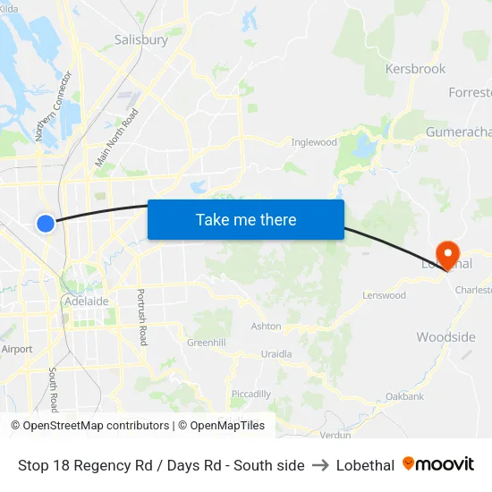 Stop 18 Regency Rd / Days Rd - South side to Lobethal map