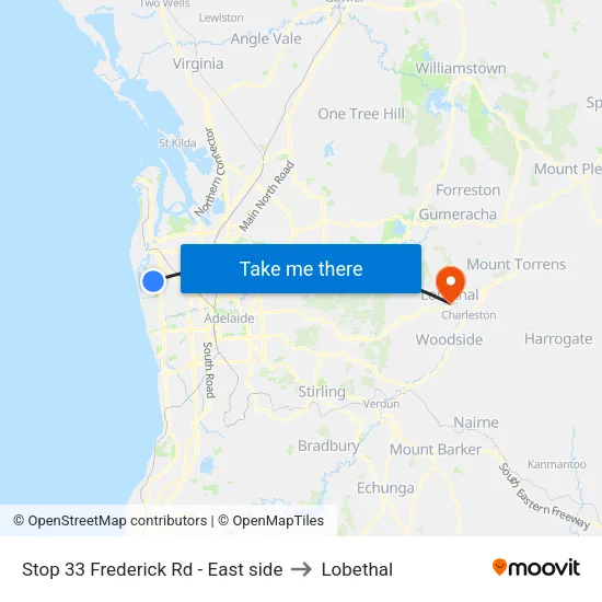 Stop 33 Frederick Rd - East side to Lobethal map