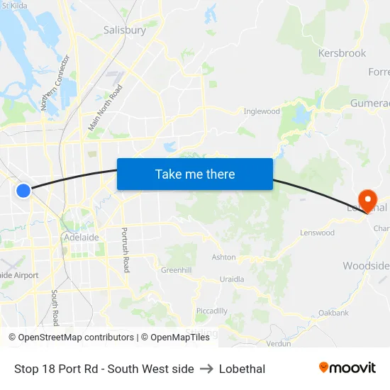 Stop 18 Port Rd - South West side to Lobethal map