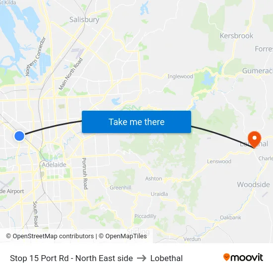 Stop 15 Port Rd - North East side to Lobethal map