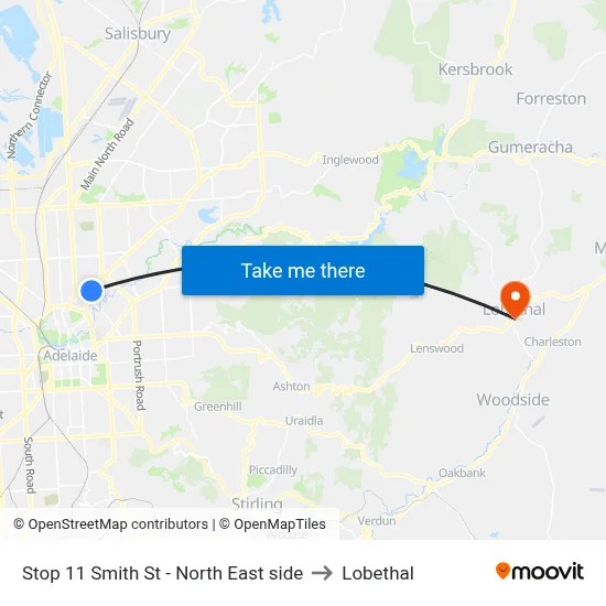 Stop 11 Smith St - North East side to Lobethal map