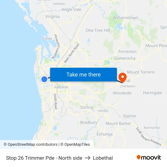 Stop 26 Trimmer Pde - North side to Lobethal map