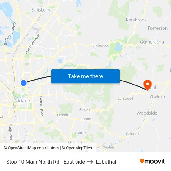 Stop 10 Main North Rd - East side to Lobethal map