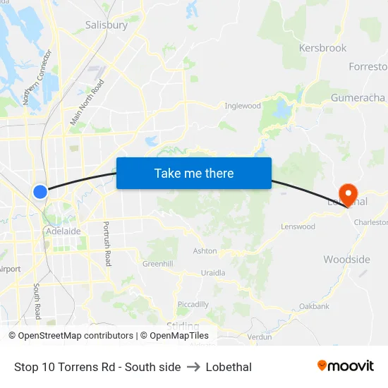 Stop 10 Torrens Rd - South side to Lobethal map