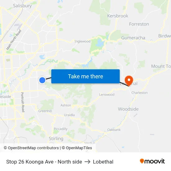 Stop 26 Koonga Ave - North side to Lobethal map