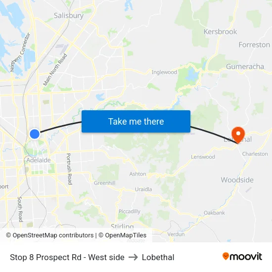 Stop 8 Prospect Rd - West side to Lobethal map