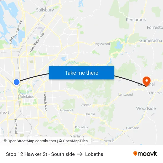 Stop 12 Hawker St - South side to Lobethal map
