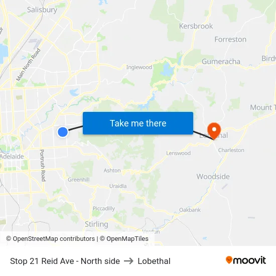 Stop 21 Reid Ave - North side to Lobethal map