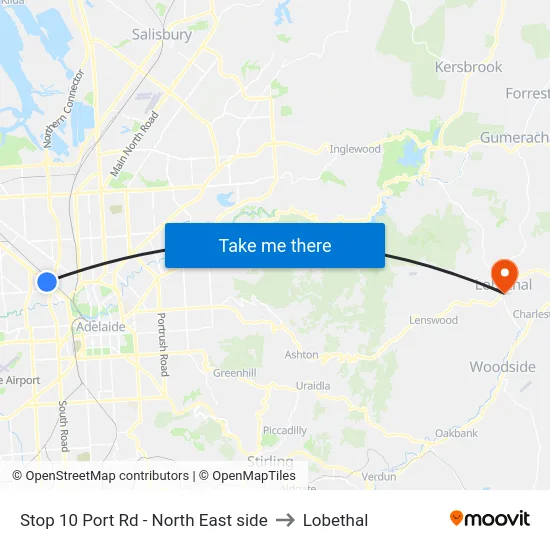 Stop 10 Port Rd - North East side to Lobethal map