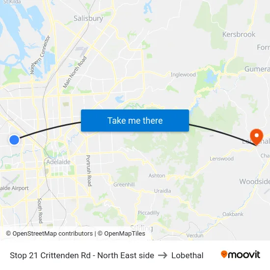 Stop 21 Crittenden Rd - North East side to Lobethal map