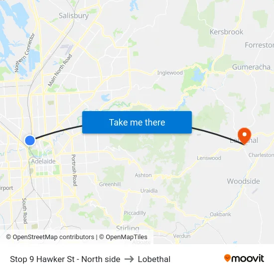 Stop 9 Hawker St - North side to Lobethal map