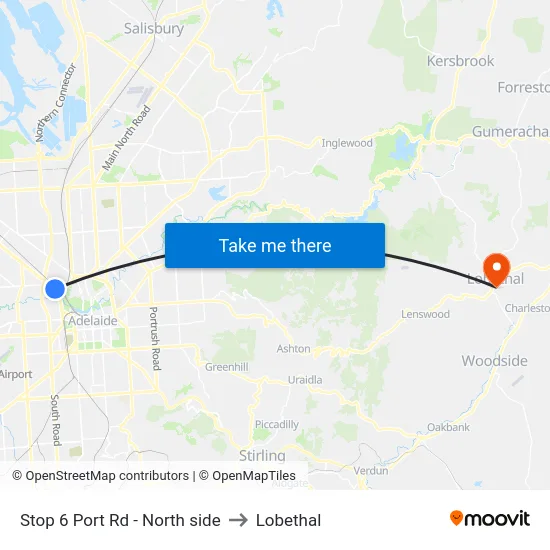 Stop 6 Port Rd - North side to Lobethal map