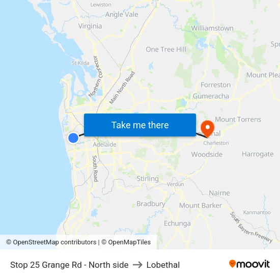 Stop 25 Grange Rd - North side to Lobethal map
