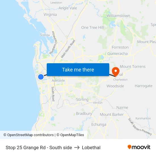 Stop 25 Grange Rd - South side to Lobethal map