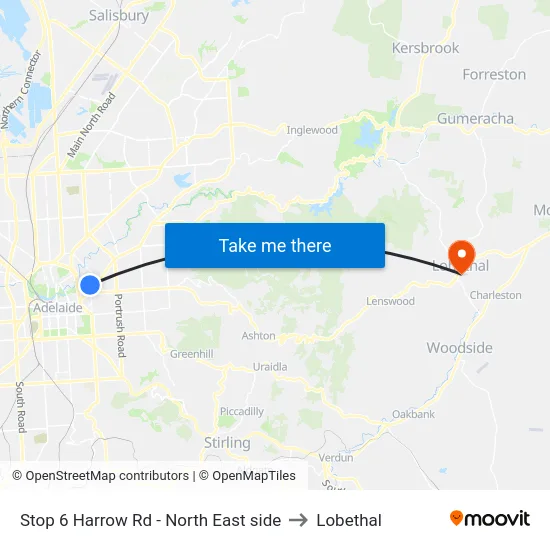 Stop 6 Harrow Rd - North East side to Lobethal map