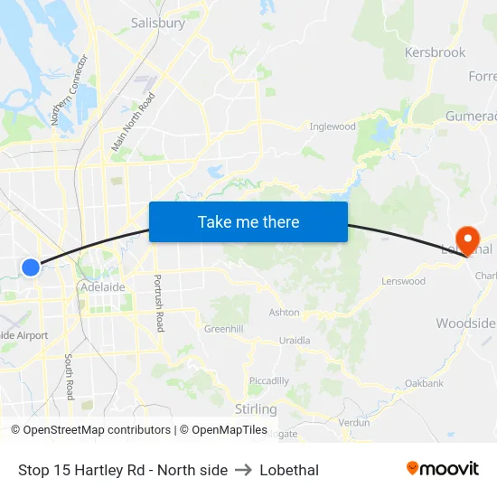 Stop 15 Hartley Rd - North side to Lobethal map