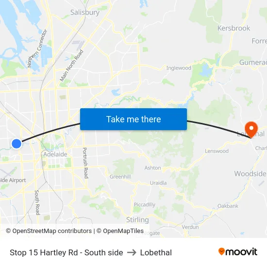 Stop 15 Hartley Rd - South side to Lobethal map