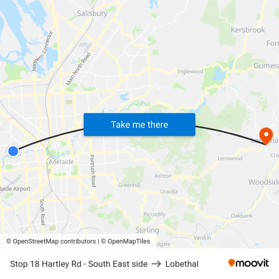Stop 18 Hartley Rd - South East side to Lobethal map