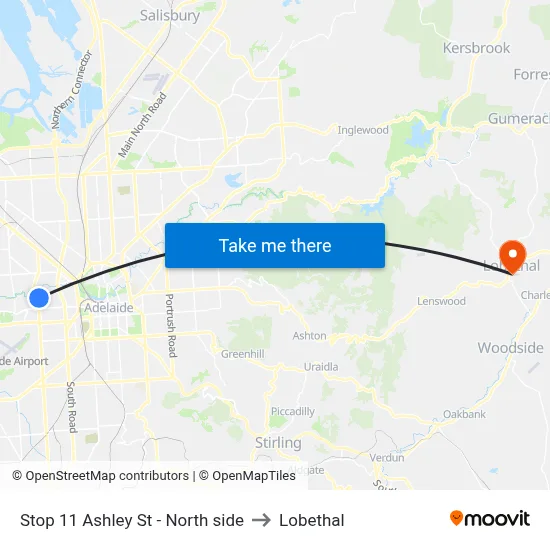 Stop 11 Ashley St - North side to Lobethal map