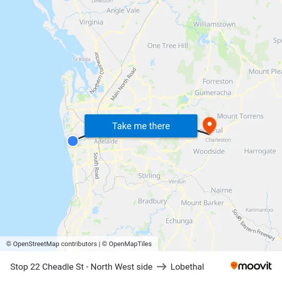 Stop 22 Cheadle St - North West side to Lobethal map