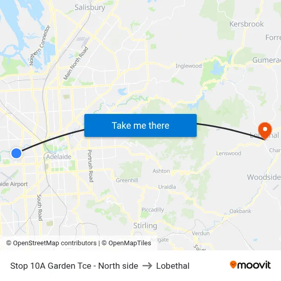 Stop 10A Garden Tce - North side to Lobethal map