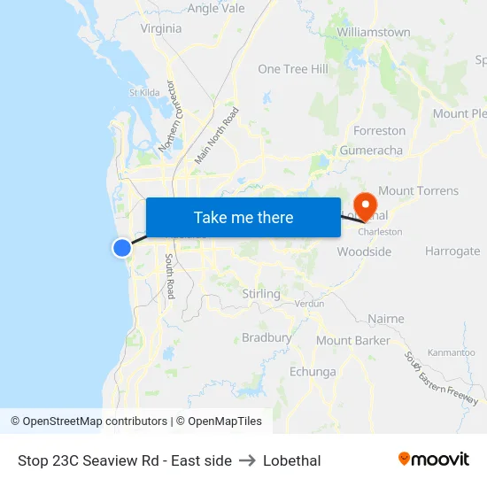Stop 23C Seaview Rd - East side to Lobethal map