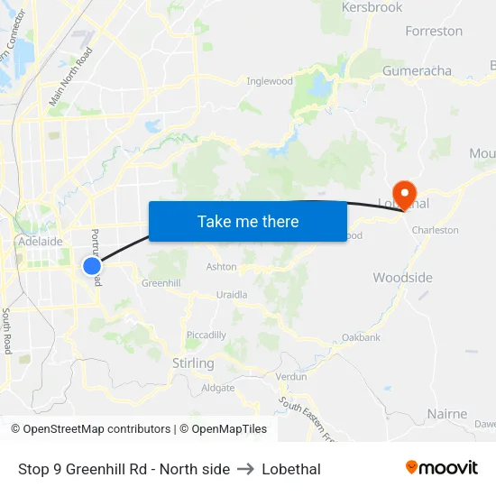 Stop 9 Greenhill Rd - North side to Lobethal map