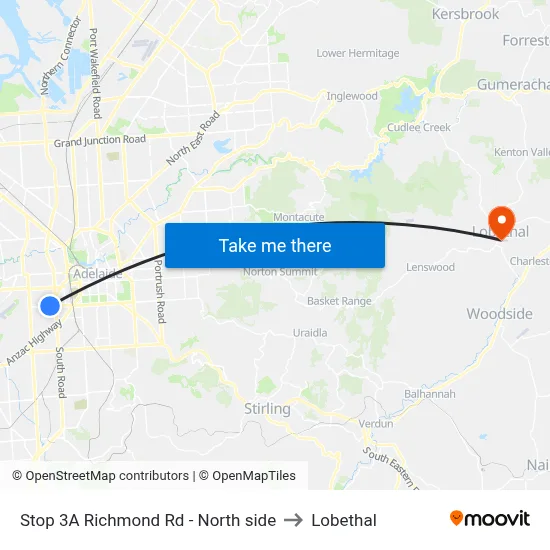 Stop 3A Richmond Rd - North side to Lobethal map