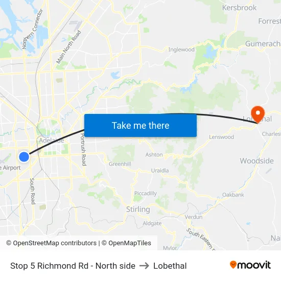 Stop 5 Richmond Rd - North side to Lobethal map