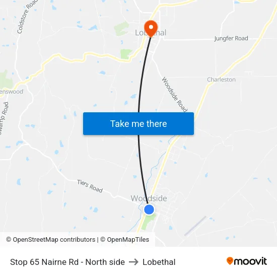 Stop 65 Nairne Rd - North side to Lobethal map