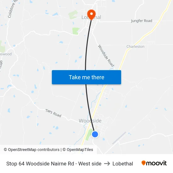 Stop 64 Woodside Nairne Rd - West side to Lobethal map