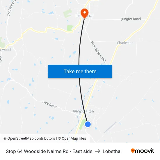 Stop 64 Woodside Nairne Rd - East side to Lobethal map