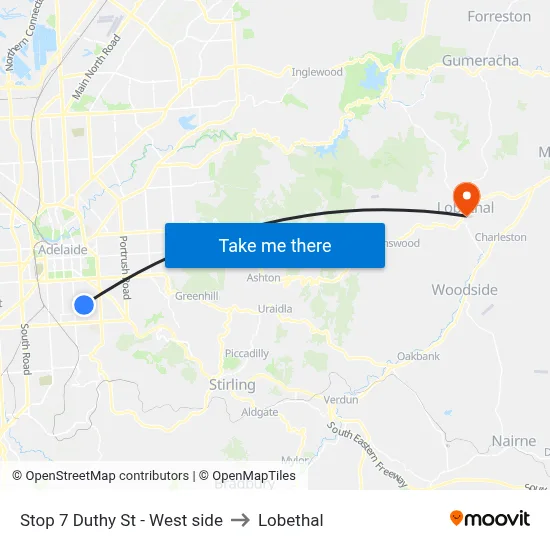 Stop 7 Duthy St - West side to Lobethal map